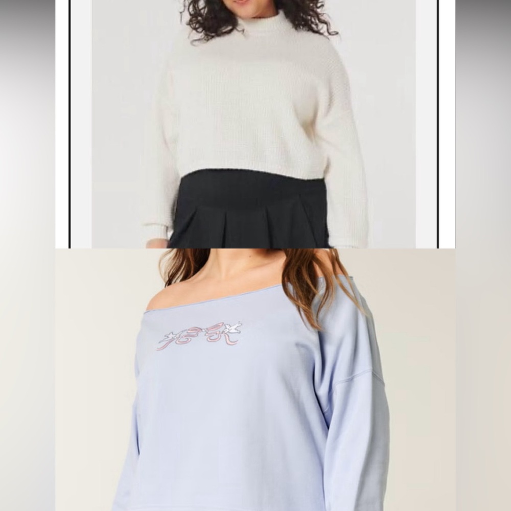 Brand New Hollister off shoulder sweatshirt and lightweight sweater bundle